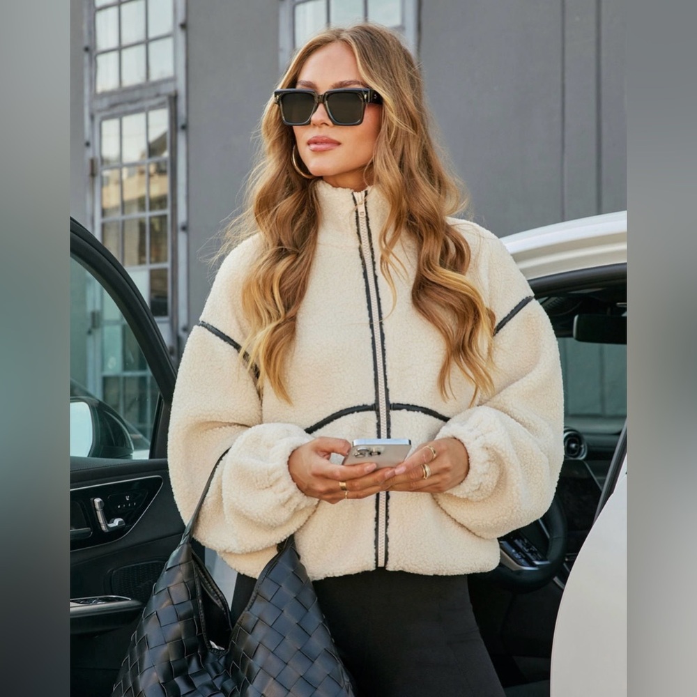 Chill Whispers Contrast Trim Shearling Jacket